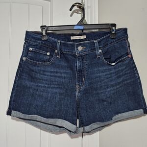 Levi's Dark Blue Cuffed Denim Shorts - Women